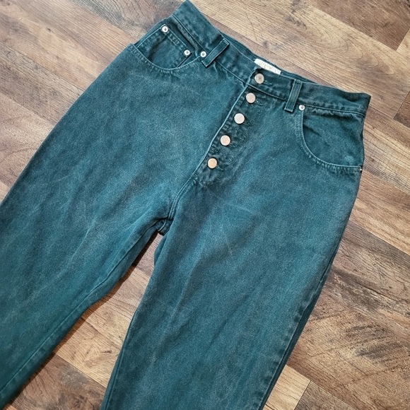 Vintage 90s Women’s Jordache Original Jeanjer Green Button Fly Jeans Size 13/14 - Picture 2 of 10